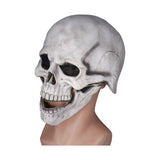 Scary Skull Mask with Movable Jaw Flexible Latex Halloween Costume Party Props Cosplay AccessoryWhite