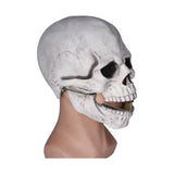 Scary Skull Mask with Movable Jaw Flexible Latex Halloween Costume Party Props Cosplay AccessoryWhite