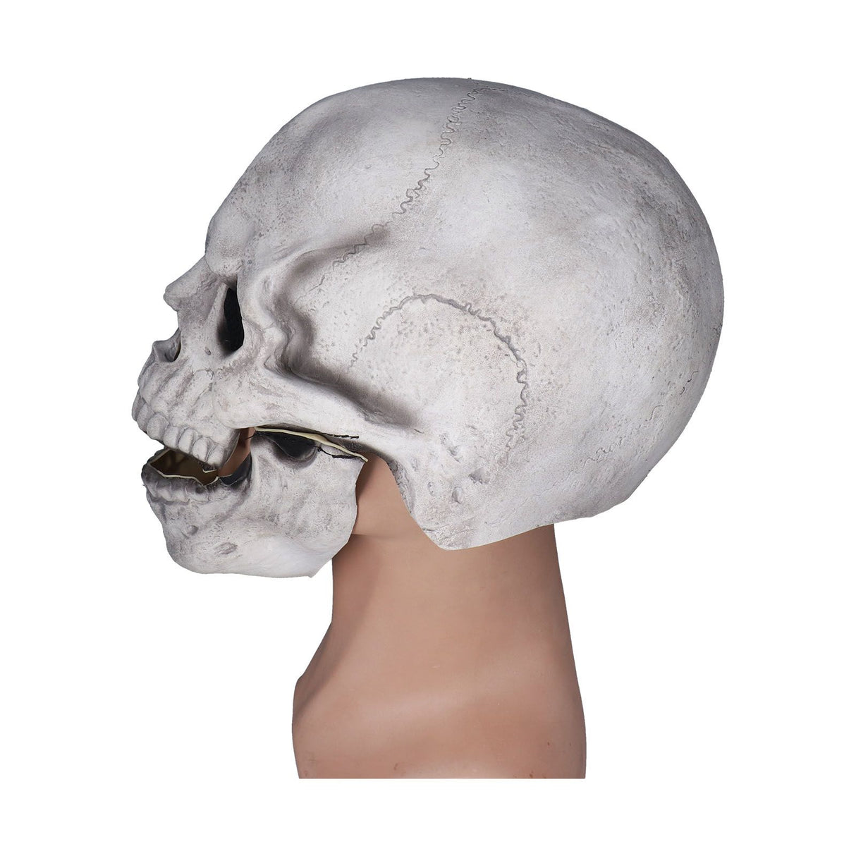 Scary Skull Mask with Movable Jaw Flexible Latex Halloween Costume Party Props Cosplay AccessoryWhite