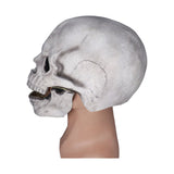 Scary Skull Mask with Movable Jaw Flexible Latex Halloween Costume Party Props Cosplay AccessoryWhite