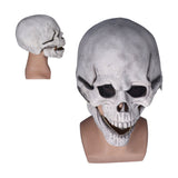 Scary Skull Mask with Movable Jaw Flexible Latex Halloween Costume Party Props Cosplay AccessoryWhite
