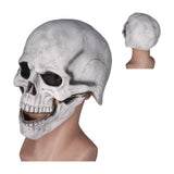 Scary Skull Mask with Movable Jaw Flexible Latex Halloween Costume Party Props Cosplay AccessoryWhite