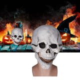 Scary Skull Mask with Movable Jaw Flexible Latex Halloween Costume Party Props Cosplay AccessoryWhite