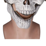 Scary Skull Mask with Movable Jaw Flexible Latex Halloween Costume Party Props Cosplay AccessoryWhite