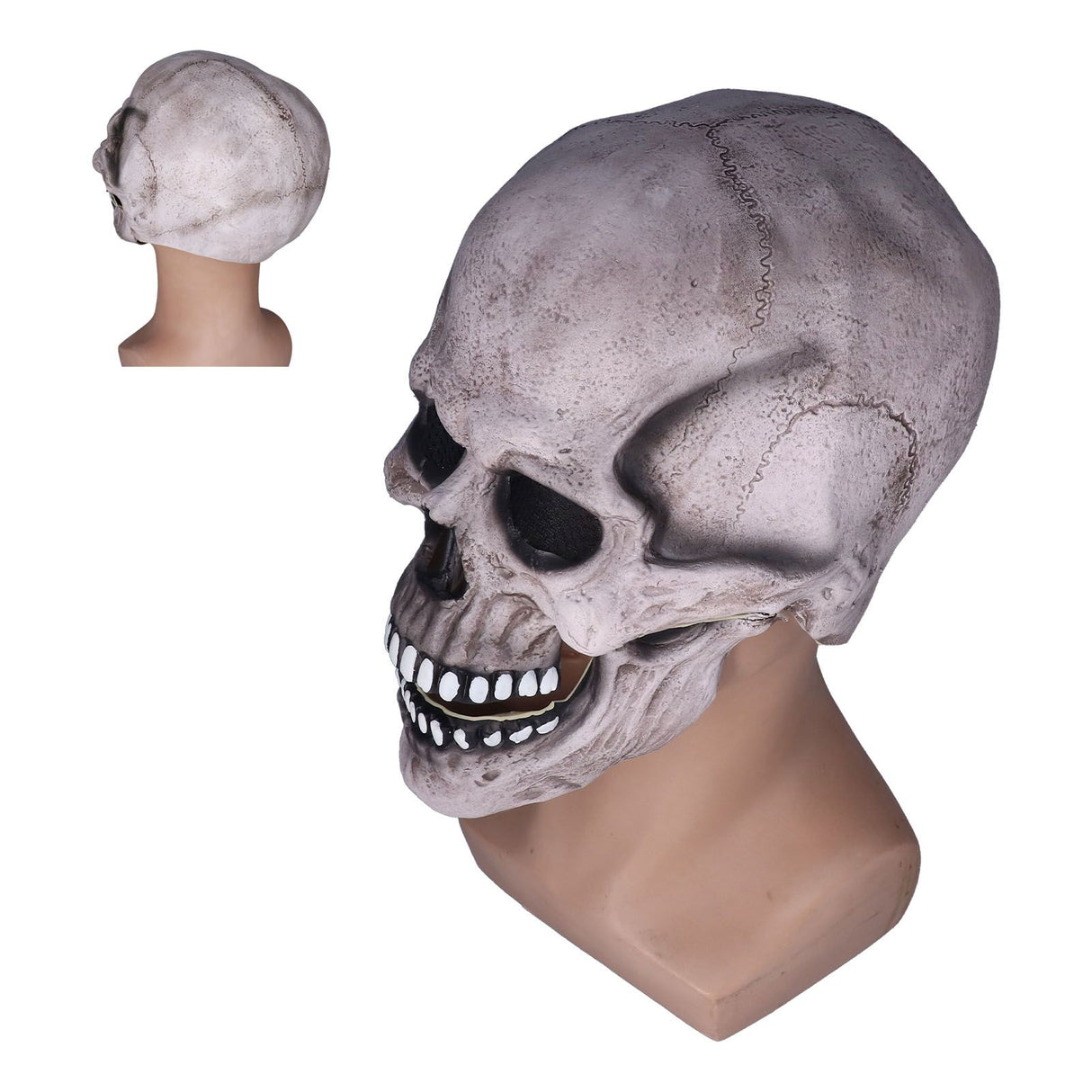 Scary Skull Mask with Movable Jaw Flexible Latex Halloween Costume Party Props Cosplay AccessoryDark Gray