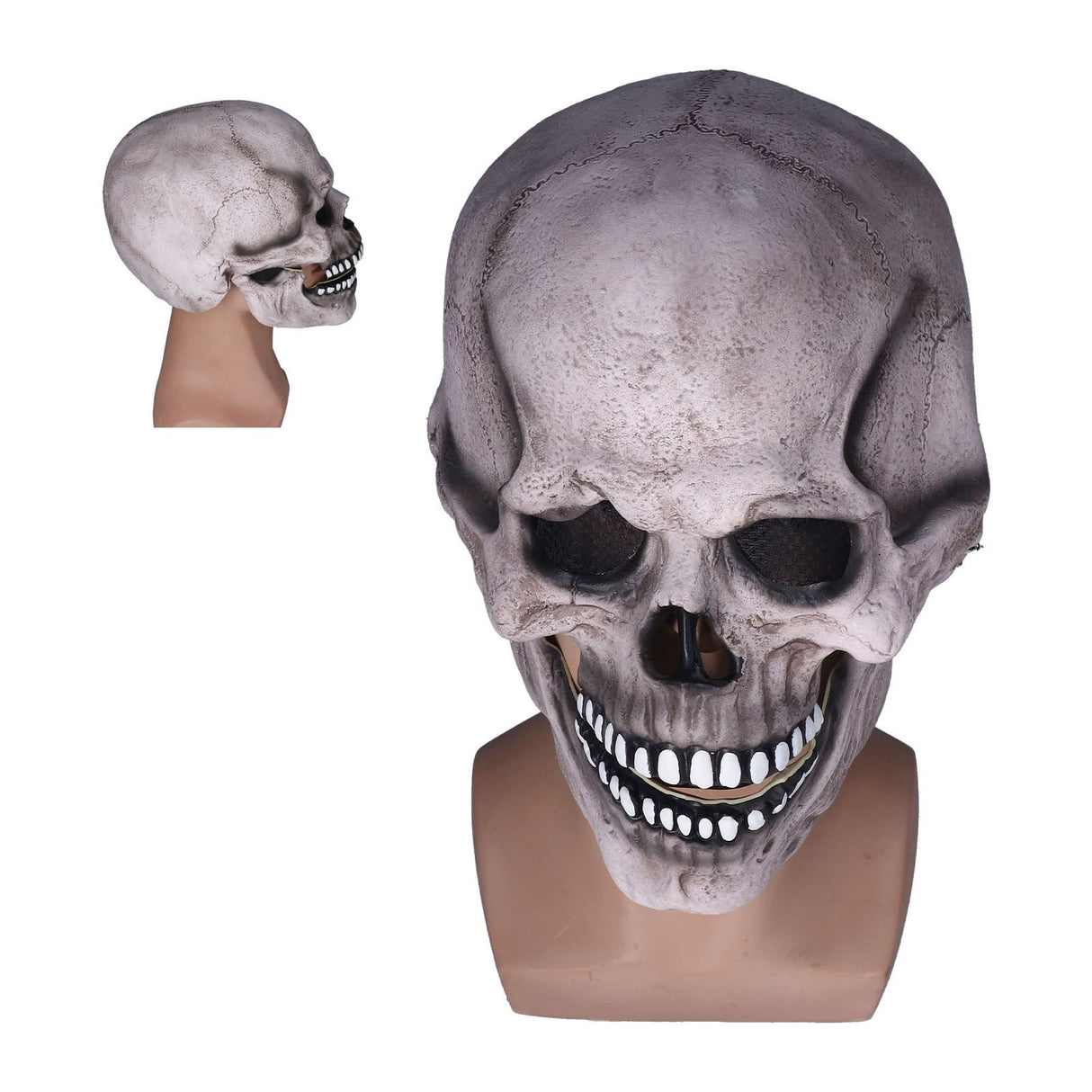 Scary Skull Mask with Movable Jaw Flexible Latex Halloween Costume Party Props Cosplay AccessoryDark Gray