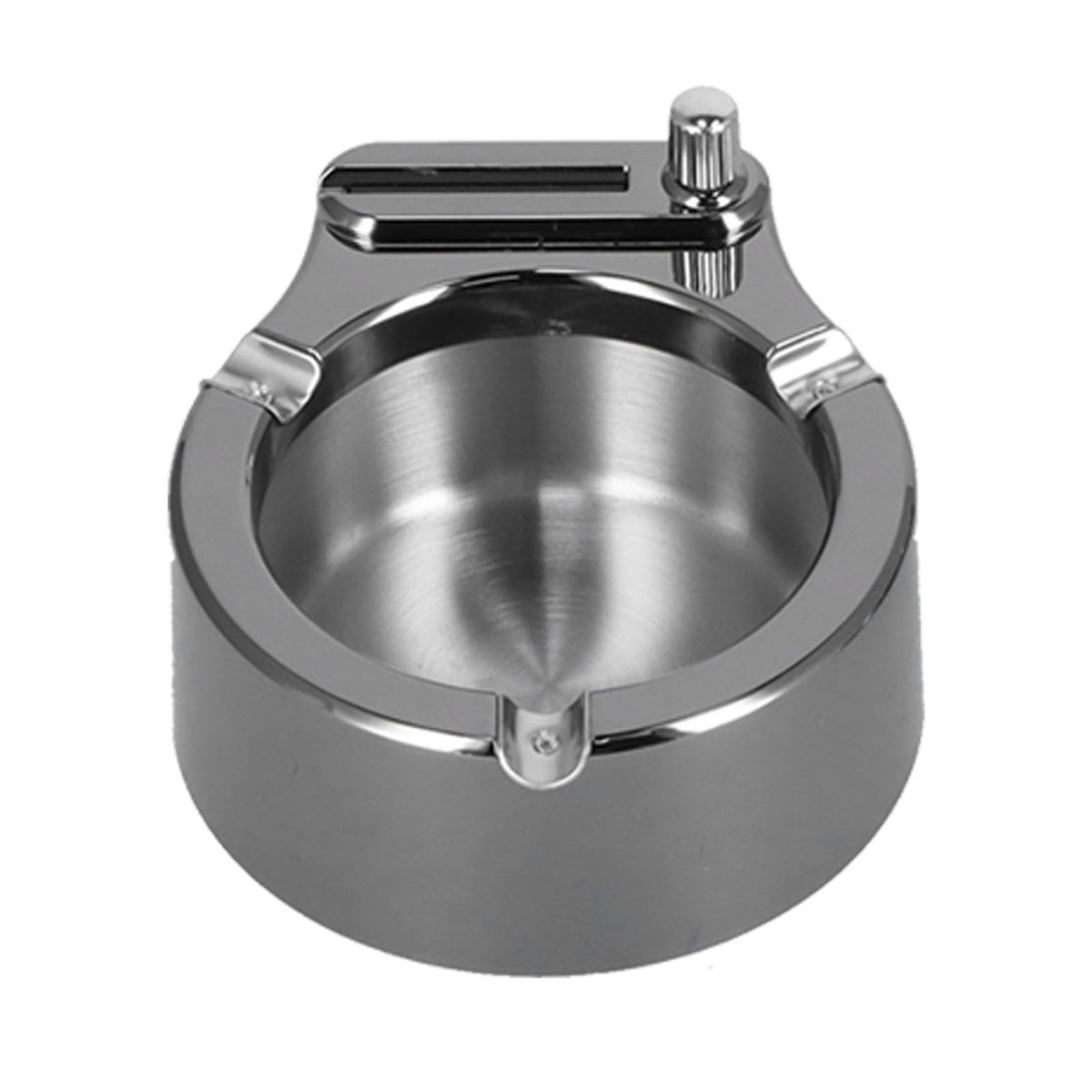 Cigarette Ashtray Stainless Steel Match Lighter Cigarette Ashtray for Home Office DecorationBlack