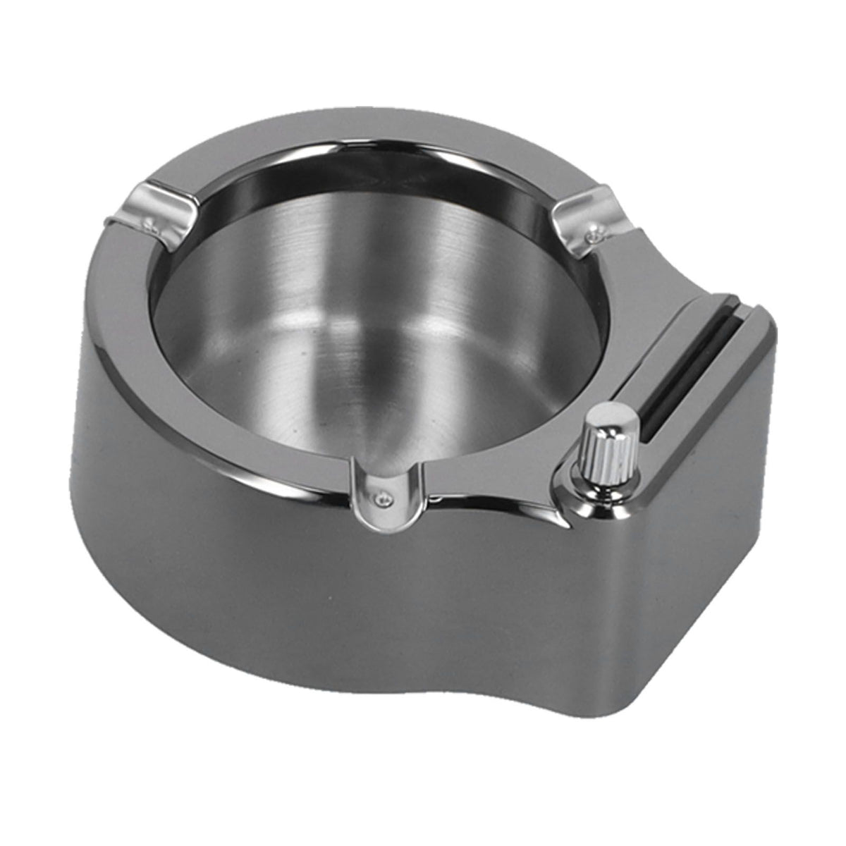 Cigarette Ashtray Stainless Steel Match Lighter Cigarette Ashtray for Home Office DecorationBlack