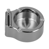 Cigarette Ashtray Stainless Steel Match Lighter Cigarette Ashtray for Home Office DecorationBlack - Close-Up Angle