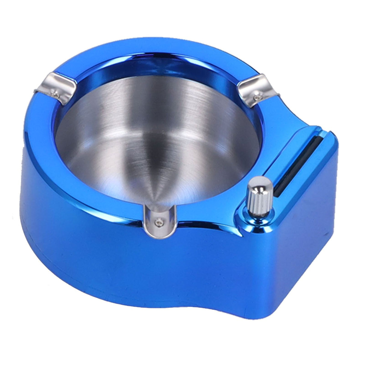 Cigarette Ashtray Stainless Steel Match Lighter Cigarette Ashtray for Home Office DecorationBlue