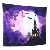Halloween Castle Pattern Tapestry Wall Hanging Carpet Photography Background Home Party Decoration150x150cm / 59.1x59.1in - Side View