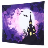 Halloween Castle Pattern Tapestry Wall Hanging Carpet Photography Background Home Party Decoration200x150cm / 78.7x59.1in - Front View
