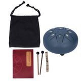 6in 8 Tones Tongue Drum with Mallets Music Book Musical Percussion Instruments for Meditation EntertainmentNavy Blue