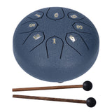 6in 8 Tones Tongue Drum with Mallets Music Book Musical Percussion Instruments for Meditation EntertainmentNavy Blue