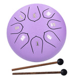 6in 8 Tones Tongue Drum with Mallets Music Book Musical Percussion Instruments for Meditation EntertainmentPurple