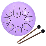 6in 8 Tones Tongue Drum with Mallets Music Book Musical Percussion Instruments for Meditation EntertainmentPurple - Close-Up Angle