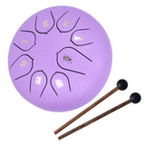 6in 8 Tones Tongue Drum with Mallets Music Book Musical Percussion Instruments for Meditation EntertainmentPurple - Low Angle