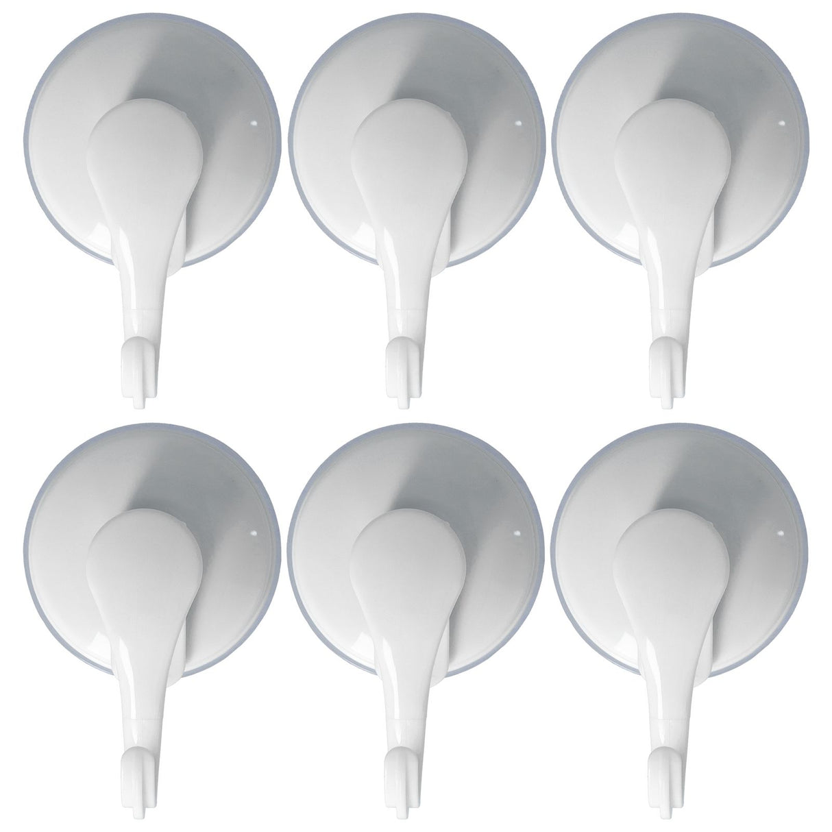 6PCS Strong Vacuum Wall Hook Towel Hook Plastic Self Adhesive Suction Cup for Kitchen Bathroom White