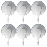 6PCS Strong Vacuum Wall Hook Towel Hook Plastic Self Adhesive Suction Cup for Kitchen Bathroom White