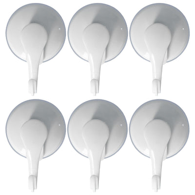 6PCS Strong Vacuum Wall Hook Towel Hook Plastic Self Adhesive Suction Cup for Kitchen Bathroom White
