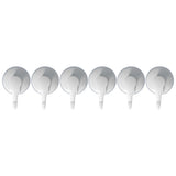 6PCS Strong Vacuum Wall Hook Towel Hook Plastic Self Adhesive Suction Cup for Kitchen Bathroom White - Front View