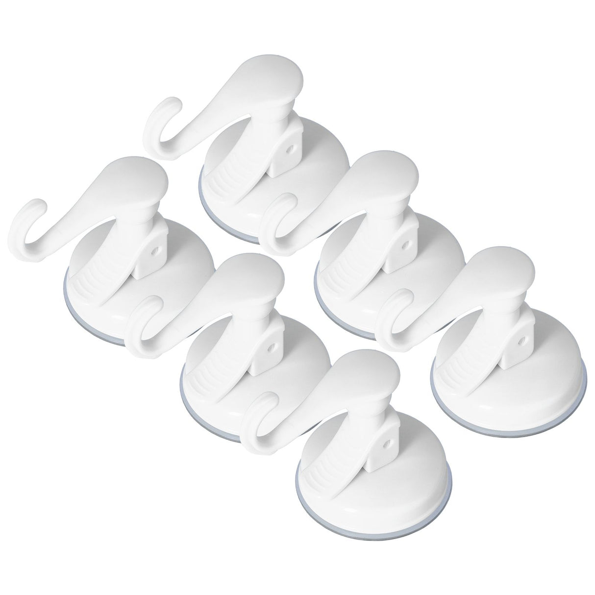 6PCS Strong Vacuum Wall Hook Towel Hook Plastic Self Adhesive Suction Cup for Kitchen Bathroom White