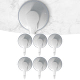 6PCS Strong Vacuum Wall Hook Towel Hook Plastic Self Adhesive Suction Cup for Kitchen Bathroom White - Extra Image