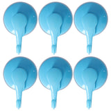 6PCS Strong Vacuum Wall Hook Towel Hook Plastic Self Adhesive Suction Cup for Kitchen Bathroom Blue