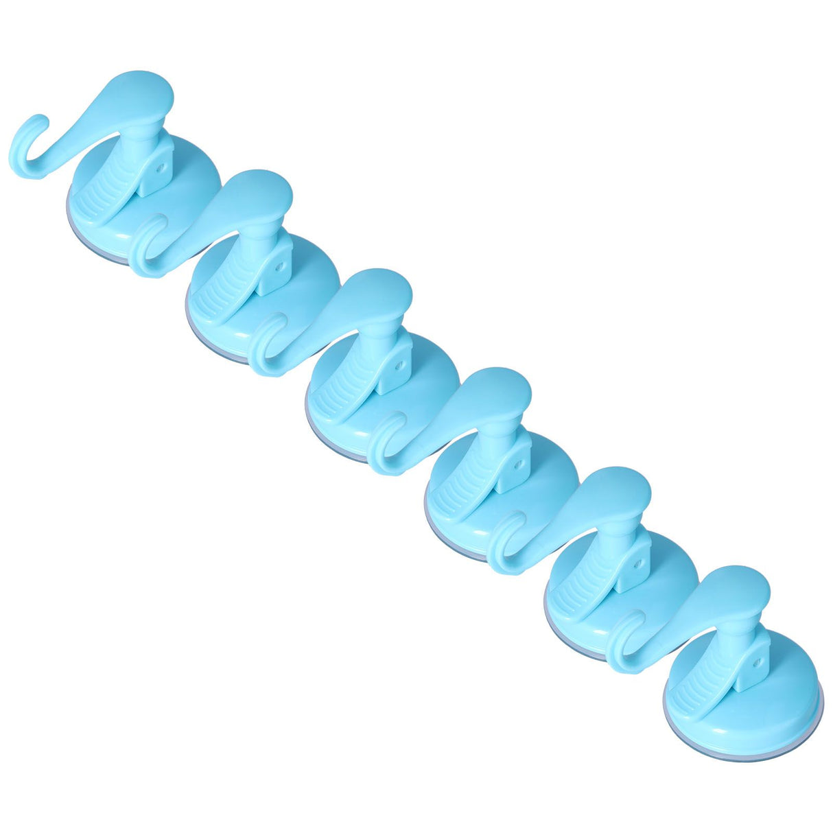 6PCS Strong Vacuum Wall Hook Towel Hook Plastic Self Adhesive Suction Cup for Kitchen Bathroom Blue
