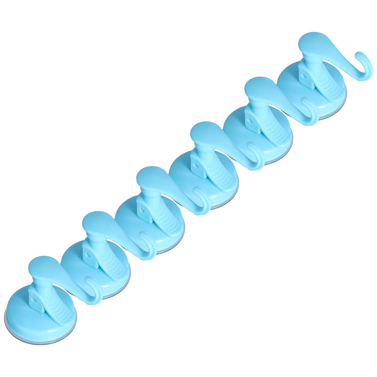 6PCS Strong Vacuum Wall Hook Towel Hook Plastic Self Adhesive Suction Cup for Kitchen Bathroom Blue