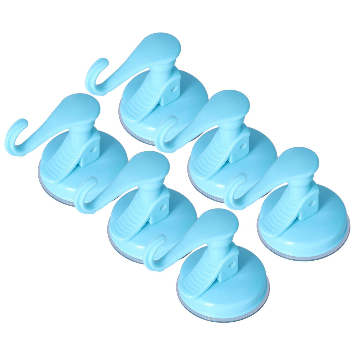 6PCS Strong Vacuum Wall Hook Towel Hook Plastic Self Adhesive Suction Cup for Kitchen Bathroom Blue