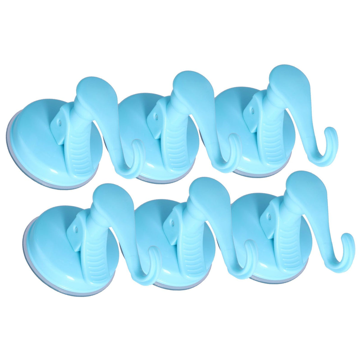 6PCS Strong Vacuum Wall Hook Towel Hook Plastic Self Adhesive Suction Cup for Kitchen Bathroom Blue