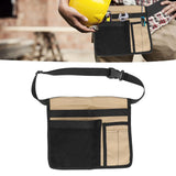 Unilateral Waist Hanging Tool Bag Wear Resistant Oxford Cloth Adjustable Tools Organizer for GardenKhaki Black - Extra Image