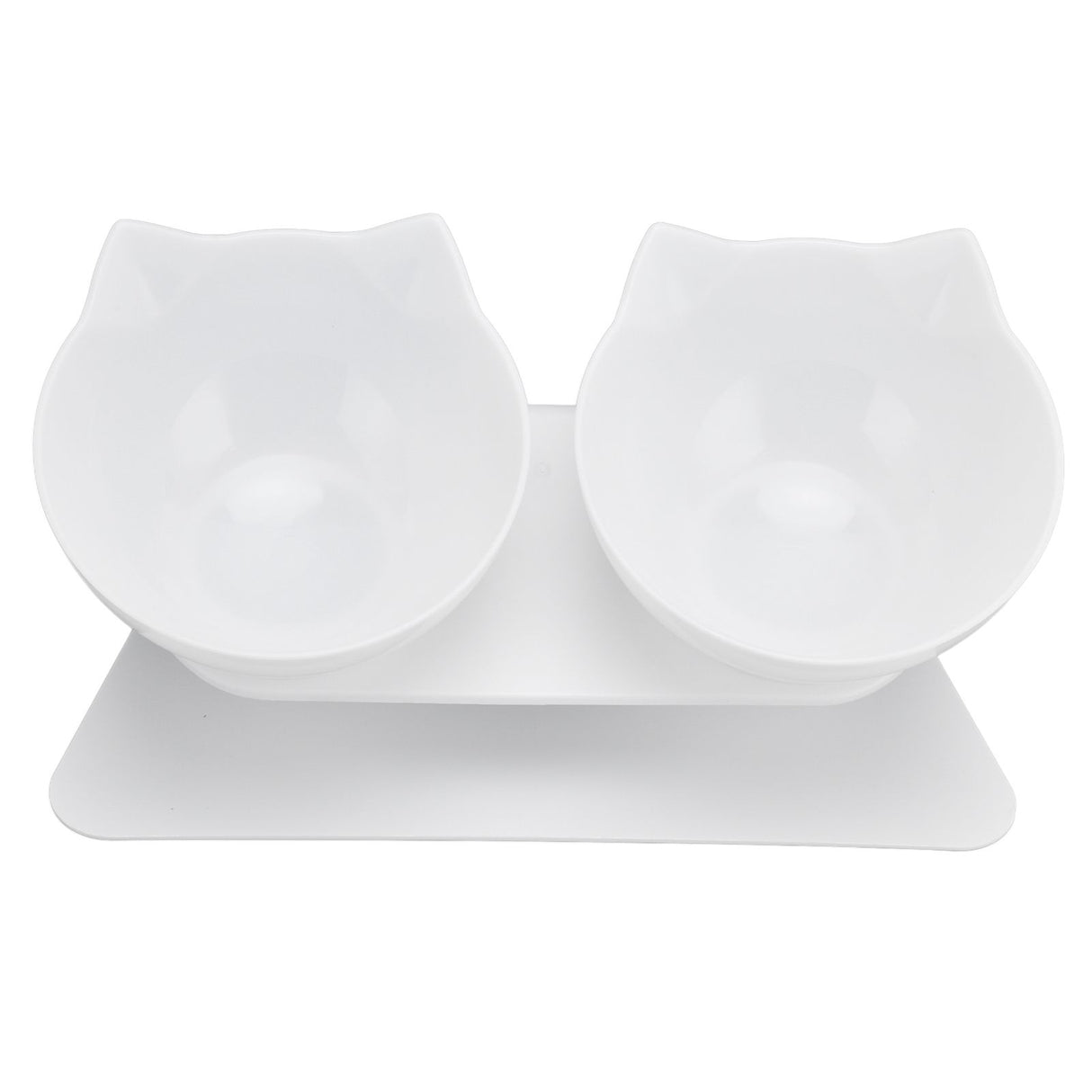 15° Inclined Cat Double Bowl Neck Guard Pet Feeding Bowl for Home Pet Shop Living Room(White Base White Bowl )