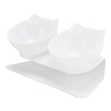 15° Inclined Cat Double Bowl Neck Guard Pet Feeding Bowl for Home Pet Shop Living Room(White Base White Bowl )