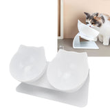 15° Inclined Cat Double Bowl Neck Guard Pet Feeding Bowl for Home Pet Shop Living Room(White Base White Bowl )