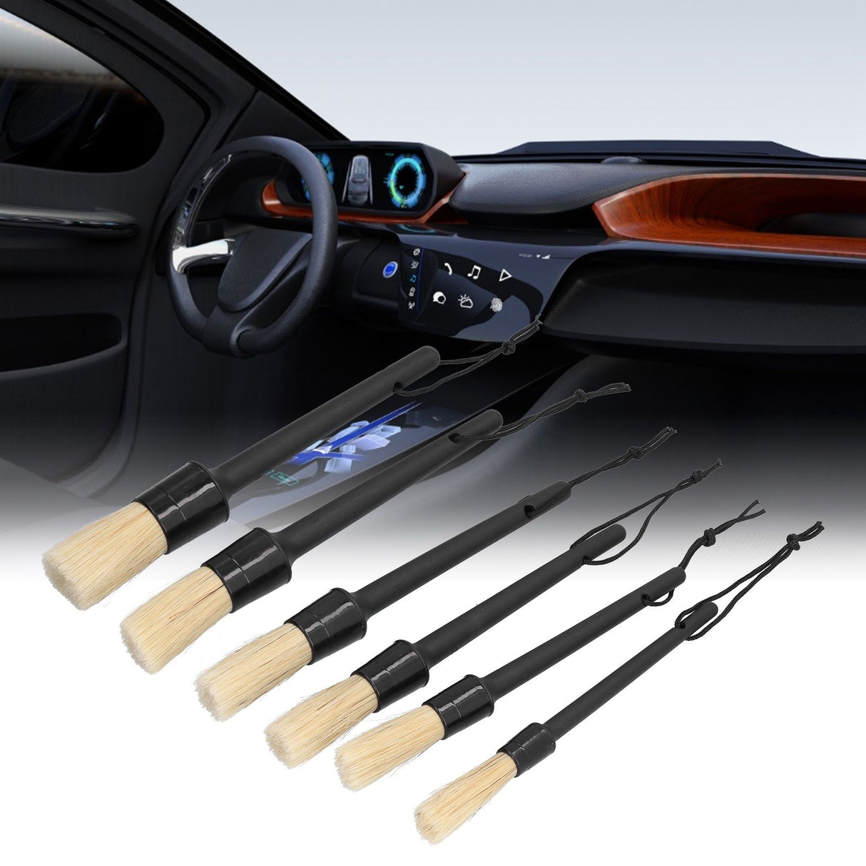 6Pcs/Set Car Detailing Brushes Soft Air Outlet Cleaning Brush for Car Wheels Tire Seat