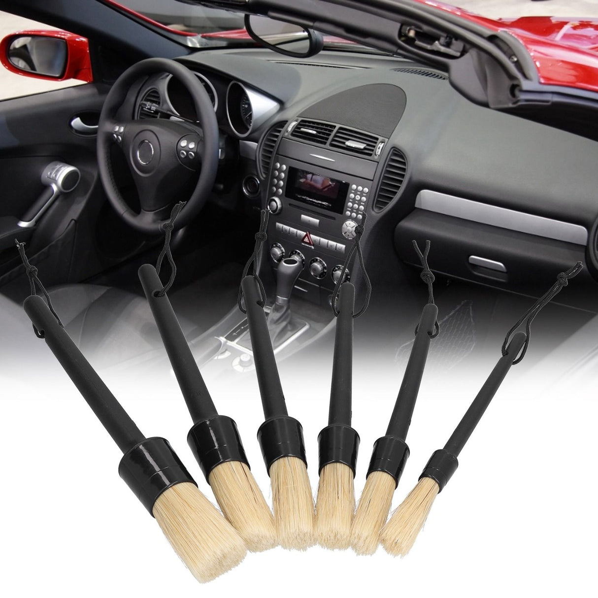 6Pcs/Set Car Detailing Brushes Soft Air Outlet Cleaning Brush for Car Wheels Tire Seat
