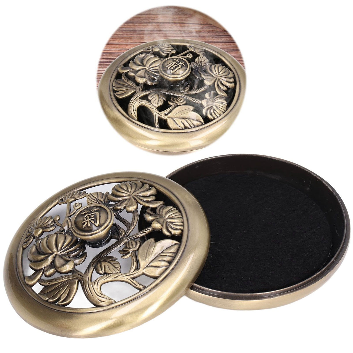 Coil Incense Burner Tray Vintage Incense Bowl Holder Metal Alloy for Living Room Bedroom Office367