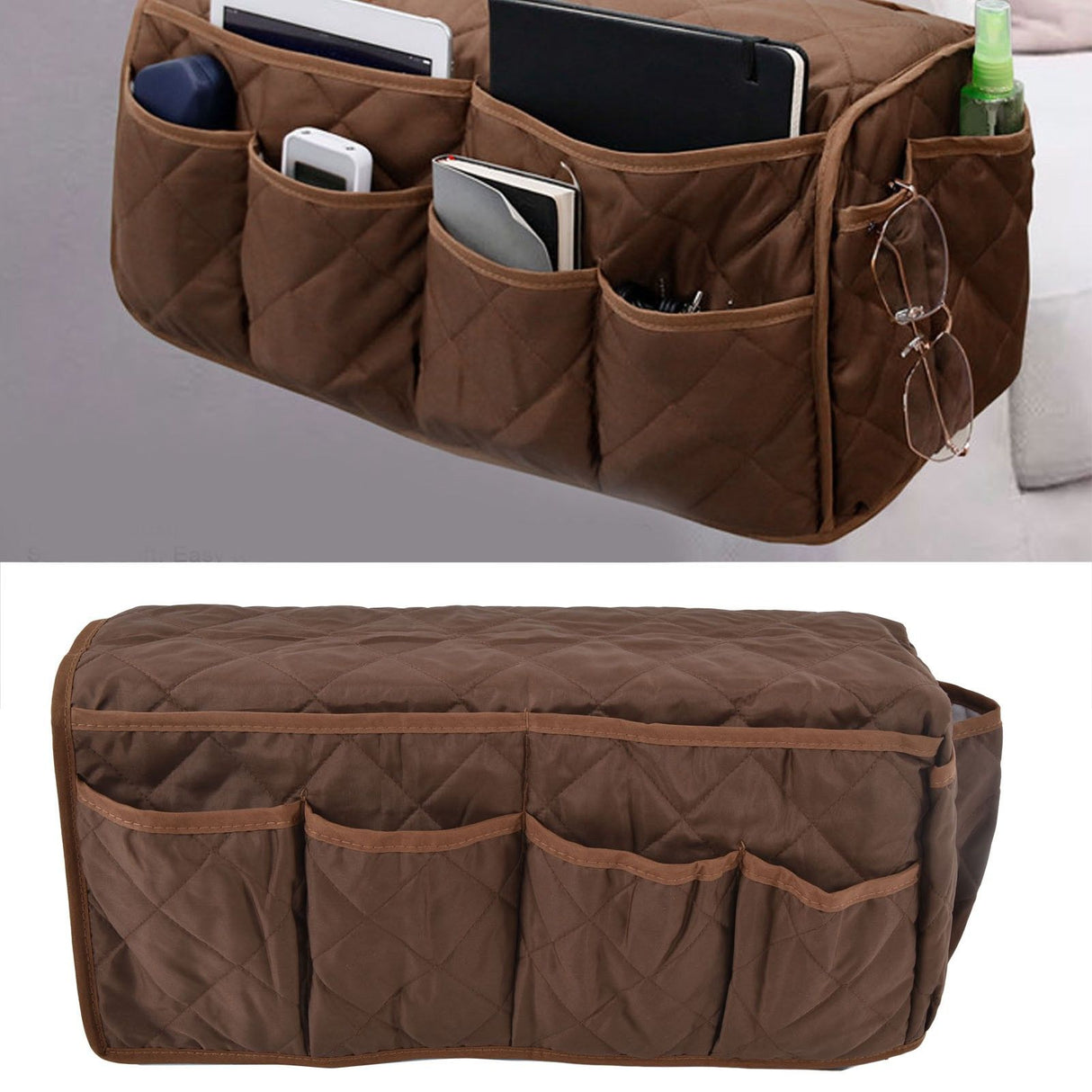 Couch Remote Holder Pocket Design Dustproof Waterproof Reasonable Layout Sofa Armrest OrganizersCoffee