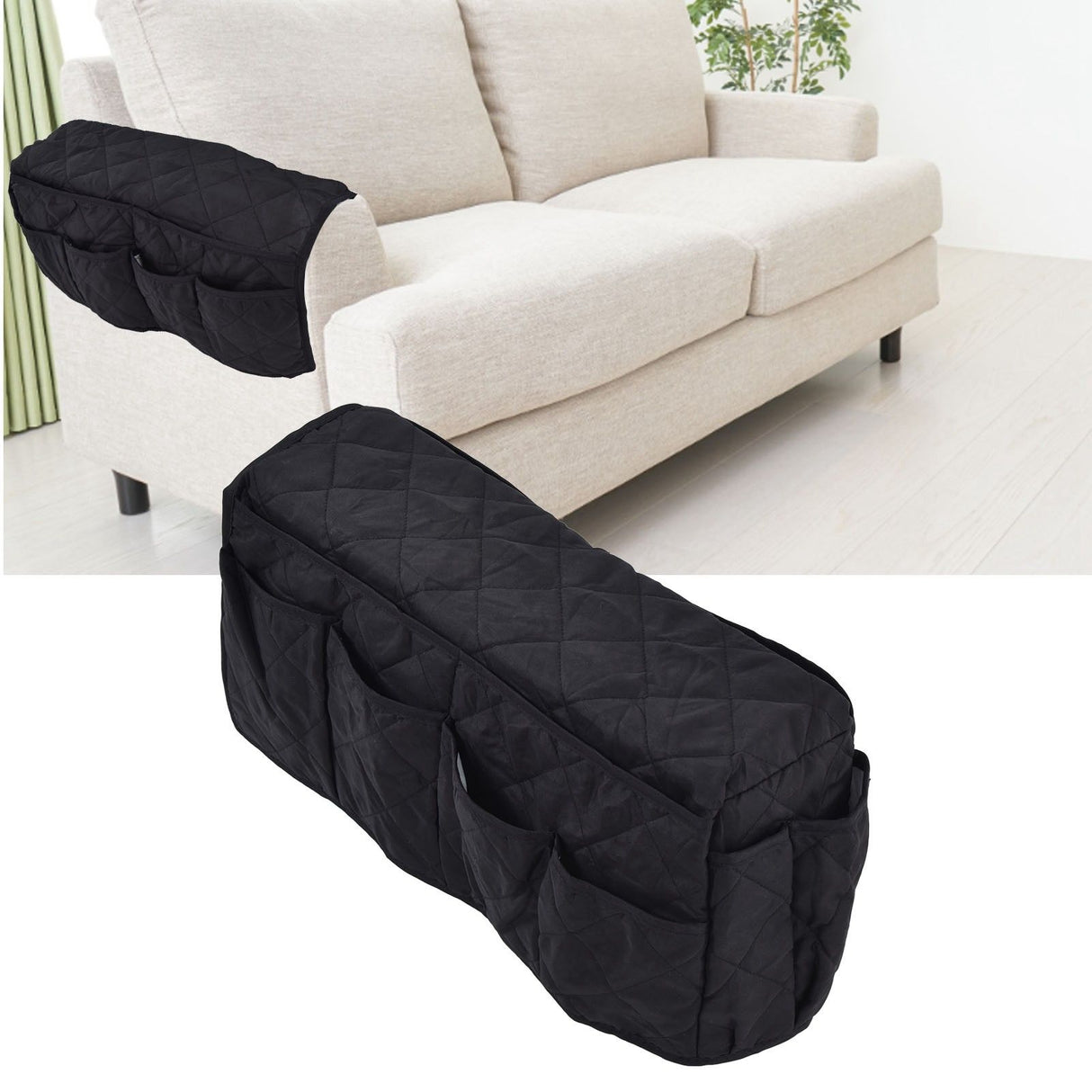 Couch Remote Holder Pocket Design Dustproof Waterproof Reasonable Layout Sofa Armrest OrganizersBlack