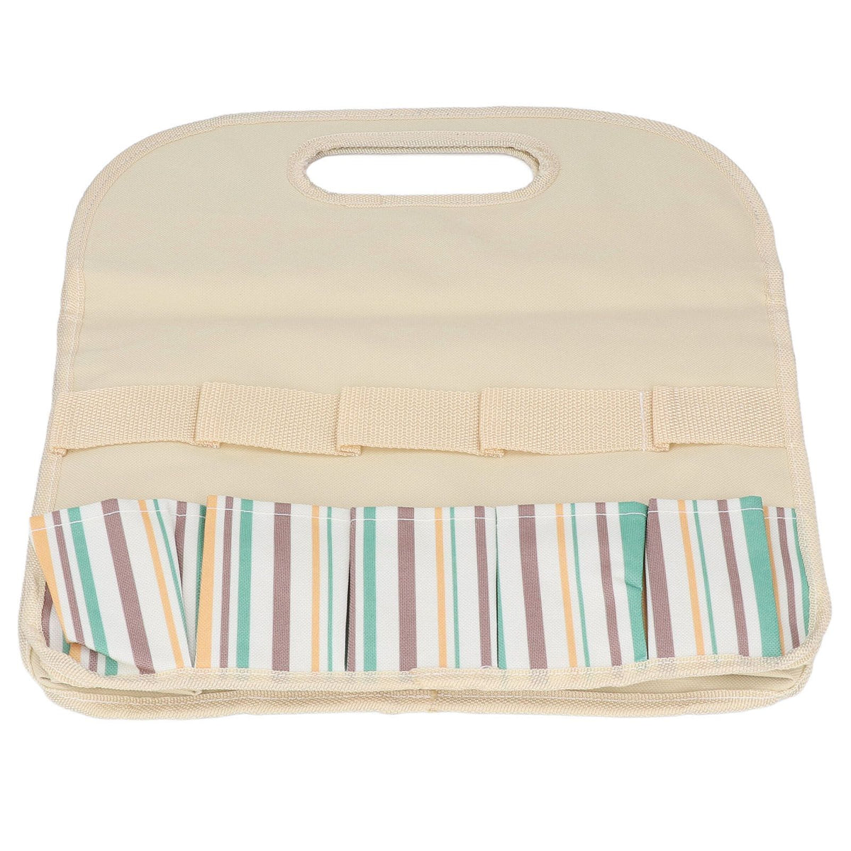 Garden Tool Bag Garden Tote Storage Bag with Multi Pockets Home Organizer for Indoor and Outdoor GardeningKhaki Stripe Stitching