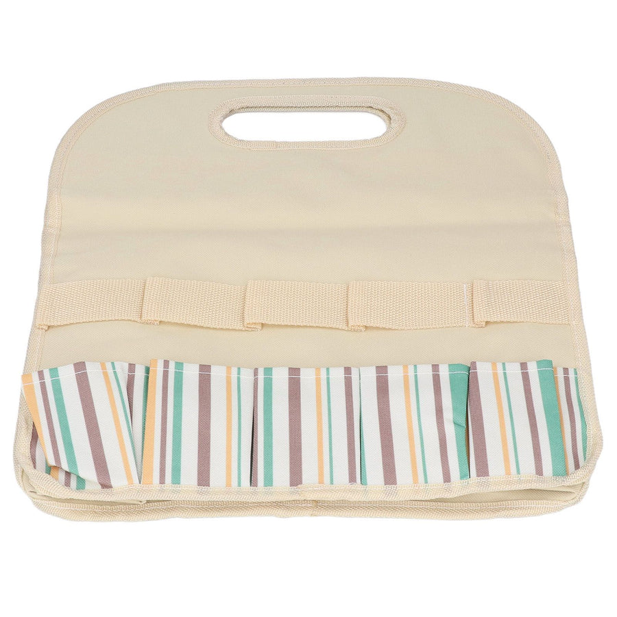 Garden Tool Bag Garden Tote Storage Bag with Multi Pockets Home Organizer for Indoor and Outdoor GardeningKhaki Stripe Stitching