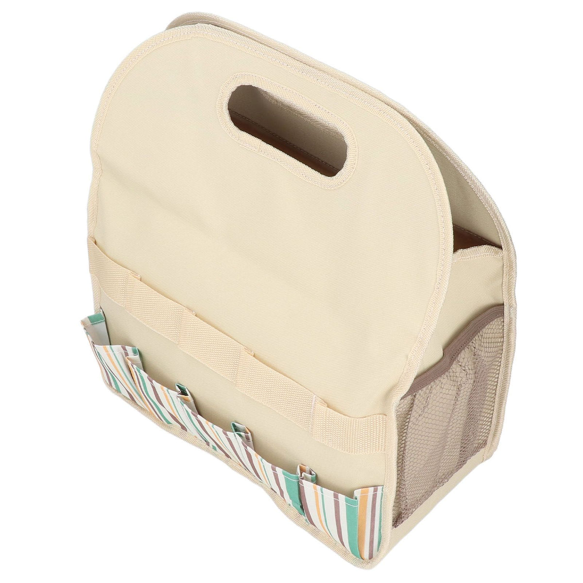 Garden Tool Bag Garden Tote Storage Bag with Multi Pockets Home Organizer for Indoor and Outdoor GardeningKhaki Stripe Stitching