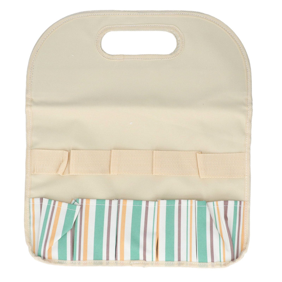 Garden Tool Bag Garden Tote Storage Bag with Multi Pockets Home Organizer for Indoor and Outdoor GardeningKhaki Stripe Stitching