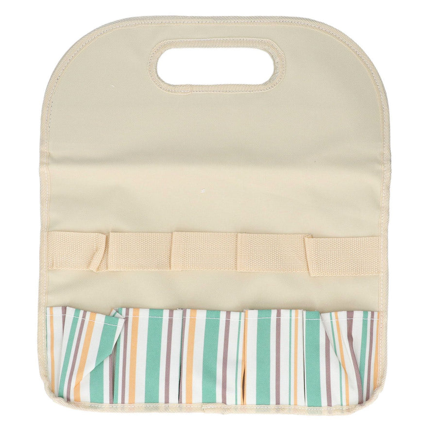 Garden Tool Bag Garden Tote Storage Bag with Multi Pockets Home Organizer for Indoor and Outdoor GardeningKhaki Stripe Stitching
