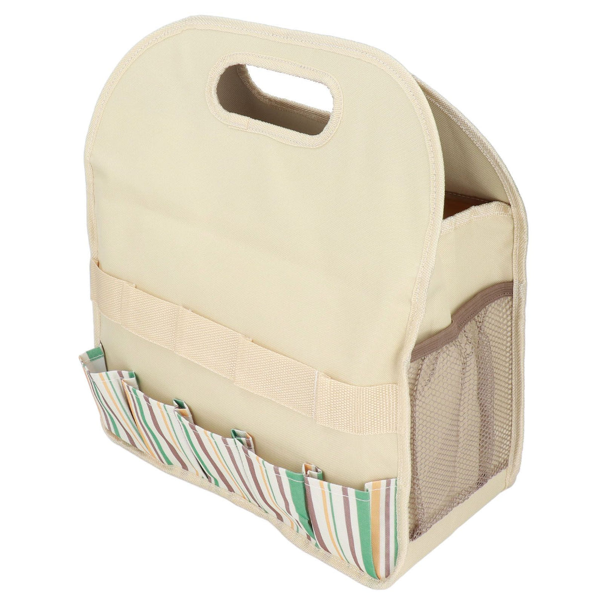 Garden Tool Bag Garden Tote Storage Bag with Multi Pockets Home Organizer for Indoor and Outdoor GardeningKhaki Stripe Stitching