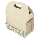 Garden Tool Bag Garden Tote Storage Bag with Multi Pockets Home Organizer for Indoor and Outdoor GardeningKhaki Stripe Stitching