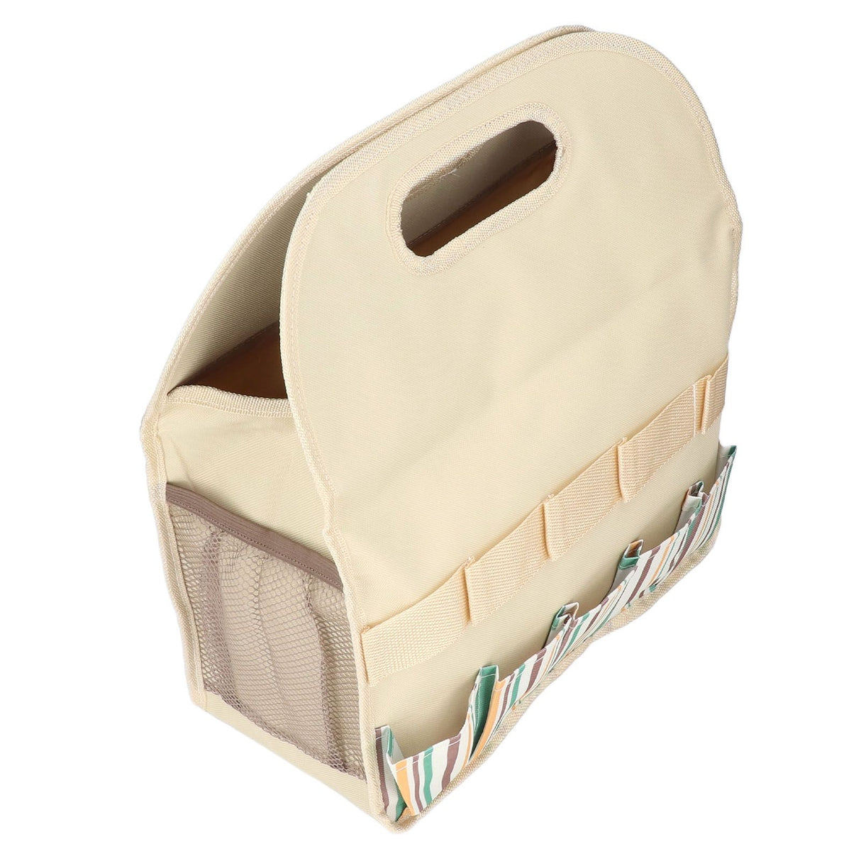 Garden Tool Bag Garden Tote Storage Bag with Multi Pockets Home Organizer for Indoor and Outdoor GardeningKhaki Stripe Stitching