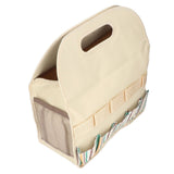 Garden Tool Bag Garden Tote Storage Bag with Multi Pockets Home Organizer for Indoor and Outdoor GardeningKhaki Stripe Stitching